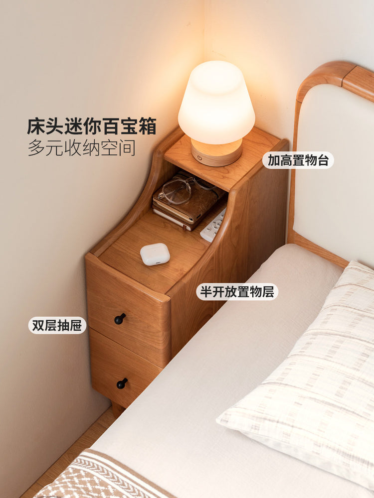 实木床头柜现代简约樱桃木储物柜卧室小户型收纳柜