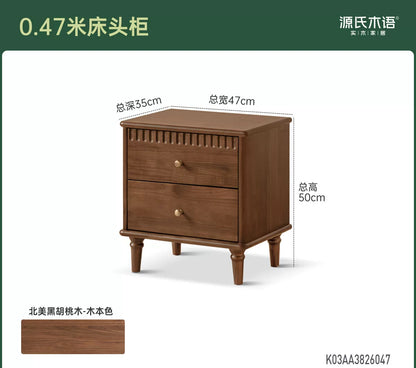 实木床头柜法式复古储物柜卧室黑胡桃木收纳柜置物柜