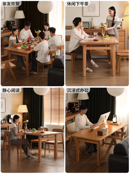 实木餐桌餐厅中古风原木大板桌简约樱桃木吃饭桌子