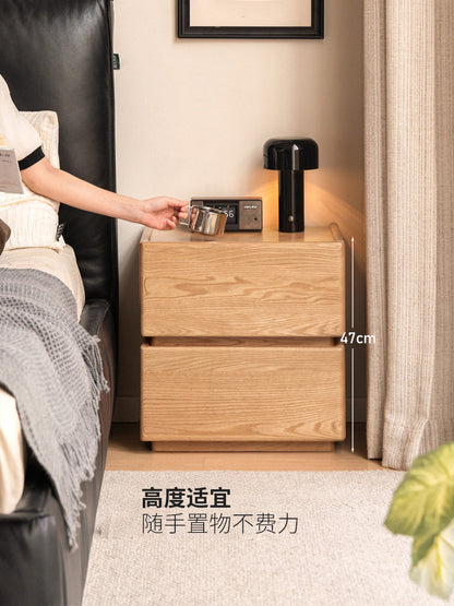 实木床头柜现代简约储物柜卧室原木风收纳柜橡木置物柜