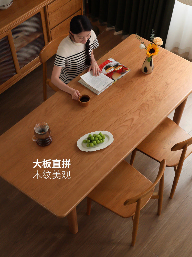 实木餐桌餐厅中古风原木大板桌简约樱桃木吃饭桌子