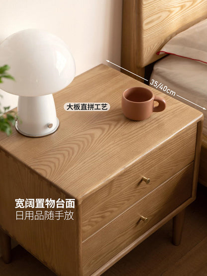 实木床头柜现代简约储物柜原木风床边柜白蜡木卧室小柜子