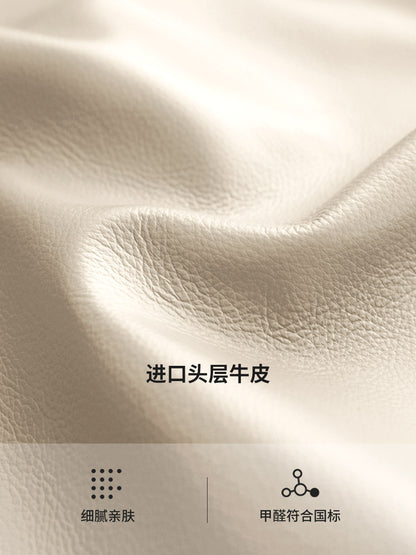 真皮床双人床主卧软包床奶油风白色皮床轻奢现代皮艺大床