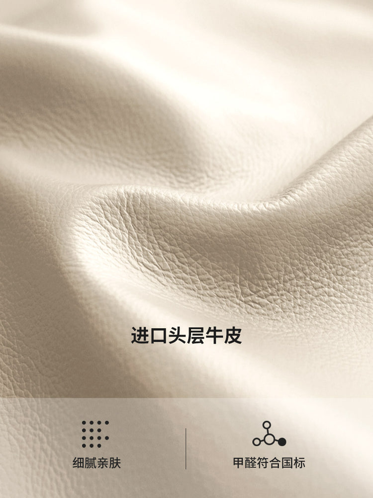 真皮床双人床主卧软包床奶油风白色皮床轻奢现代皮艺大床