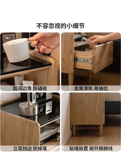 实木床头柜现代简约储物柜卧室白蜡木小柜子收纳柜