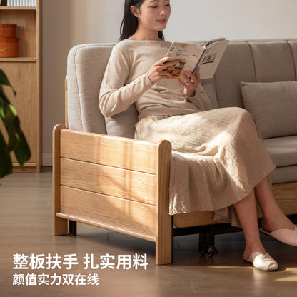 实木沙发床客厅现代简约坐卧两用小户型橡木折叠沙发