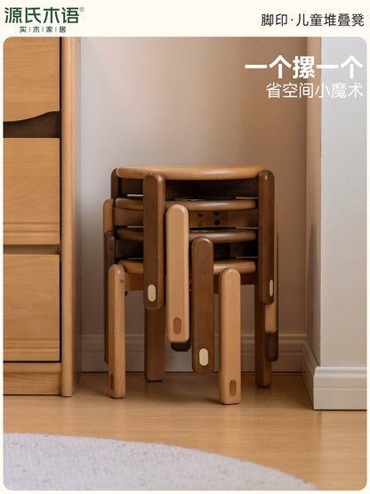 儿童实木堆叠凳男孩女孩小圆凳客厅矮凳可叠放小板凳