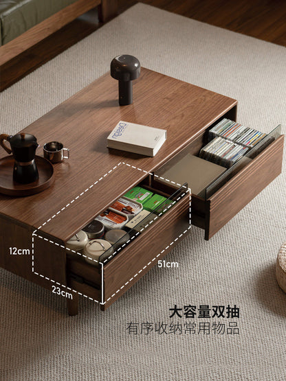 实木茶几意式轻奢黑胡桃木茶台客厅长方形小户型茶桌