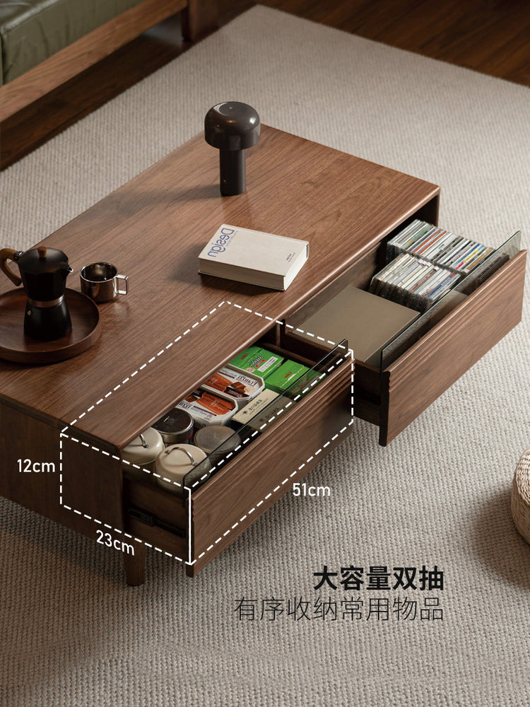 实木茶几意式轻奢黑胡桃木茶台客厅长方形小户型茶桌
