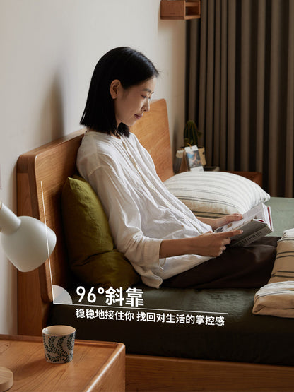 实木床中古风卧室双人床简约小户型齐边床樱桃木床