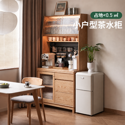 实木餐边柜餐厅现代简约置物柜橡木收纳柜小户型橱柜