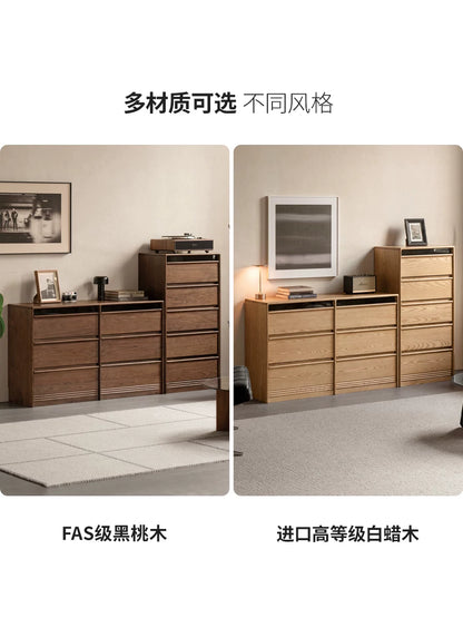 实木斗柜骨骼线抽屉柜卧室樱桃木储物边柜黑标九边柜