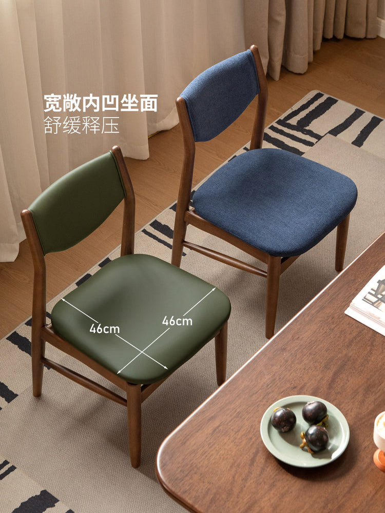 实木餐椅餐厅复古靠背椅休闲椅软包胡桃色椅子餐桌椅