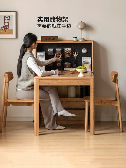 实木餐厅现代简约伸缩饭桌小户型橡木餐边柜一体餐桌