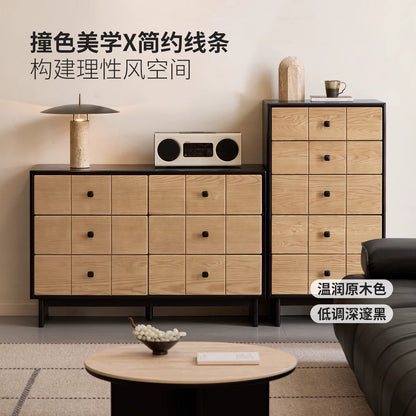 【14天预售】实木斗柜现代简约白蜡木边柜卧室床尾抽屉柜家用储物柜