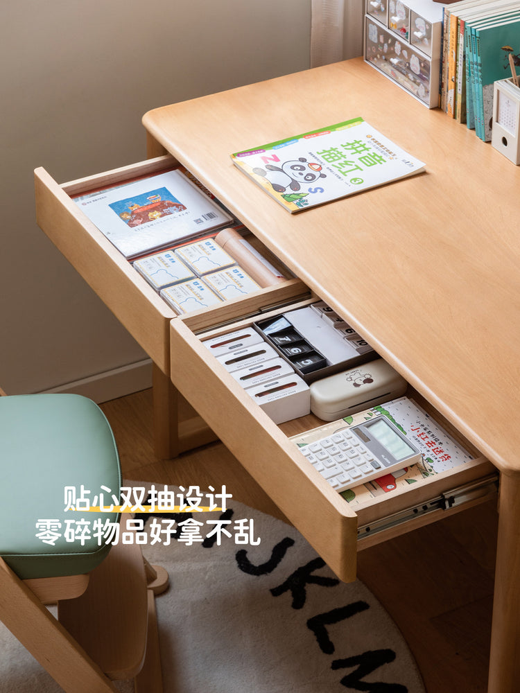 实木儿童学习桌大桌面简约书桌小学生写字桌桌椅套装