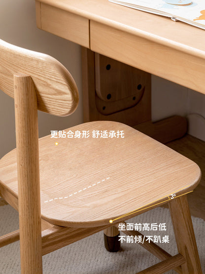 实木学习椅北欧橡木靠背椅儿童写字椅子可升降学生椅
