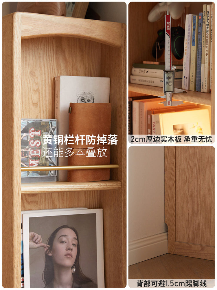 实木书柜小户型书房带抽储物柜樱桃木复古展示柜书架