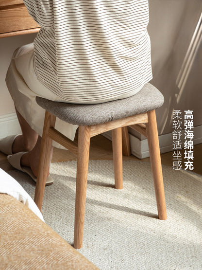实木凳子橡木软包凳简约可拆洗梳妆凳化妆凳餐凳方凳