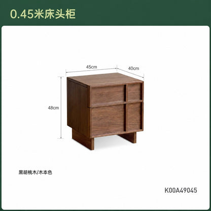 实木床头柜黑胡桃木收纳抽屉柜轻奢骨骼线卧室靠墙储物柜