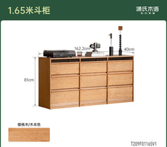 实木斗柜骨骼线抽屉柜卧室樱桃木储物边柜黑标九边柜