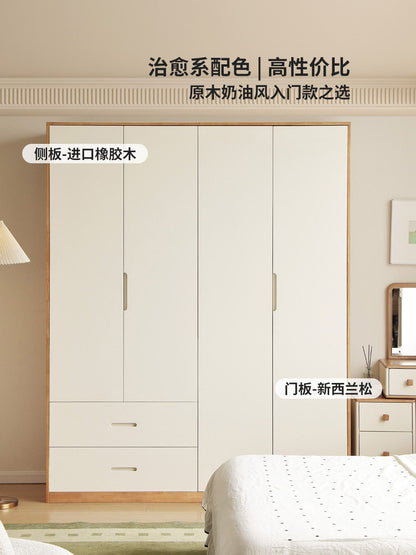 实木衣柜原木奶油风衣橱卧室对开门储物柜大容量收纳柜