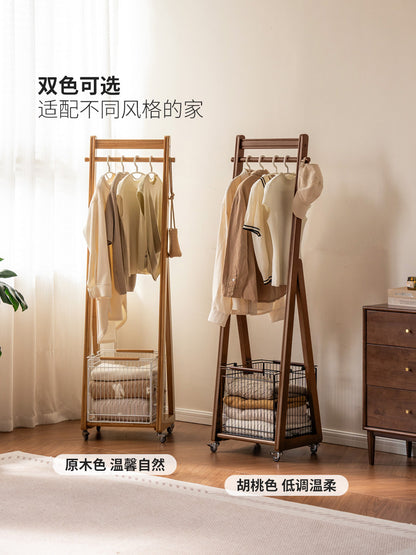 实木挂衣架现代简约衣帽架卧室可移动收纳架小户型置物架