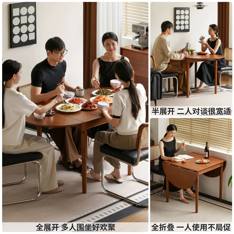 实木小户型折叠桌餐厅中古风吃饭桌子复古长餐桌