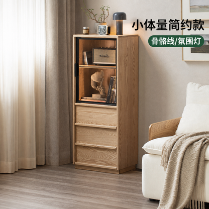 实木边柜客厅现代简约收纳储物柜靠墙置物柜落地书柜