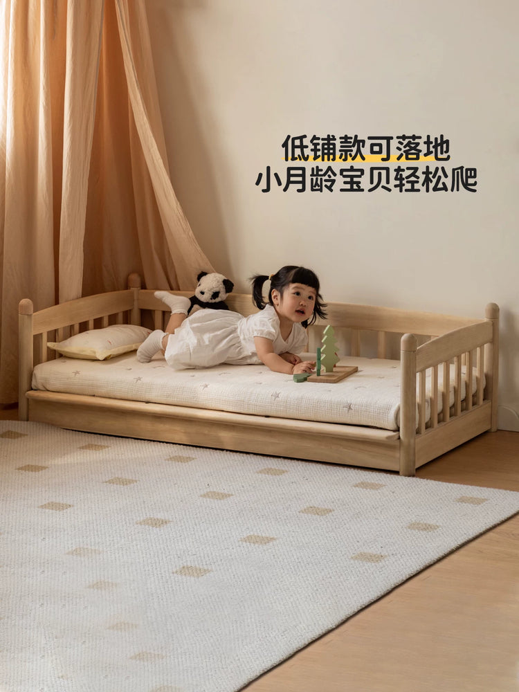 实木儿童床男孩带护栏拼接床大床加宽床简约女孩单人床
