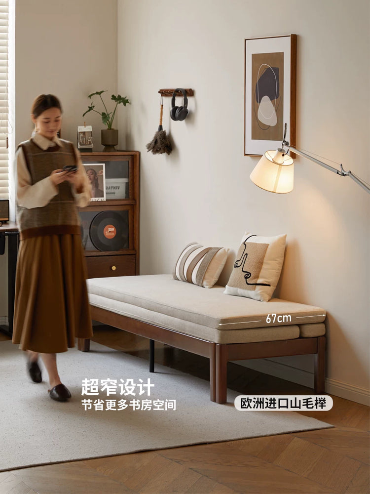 实木沙发床现代简约折叠两用沙发客厅小户型胡桃色伸缩床