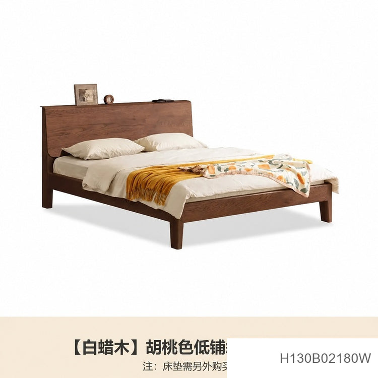实木床现代简约白蜡木双人床北欧卧室多功能斜靠大床