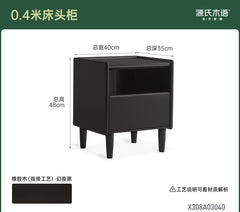 实木床头柜现代简约储物柜卧室床边小柜子黑色收纳柜