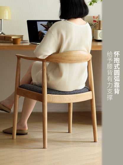 实木餐椅日式白蜡木总统椅书房书椅休闲靠背椅扶手椅子