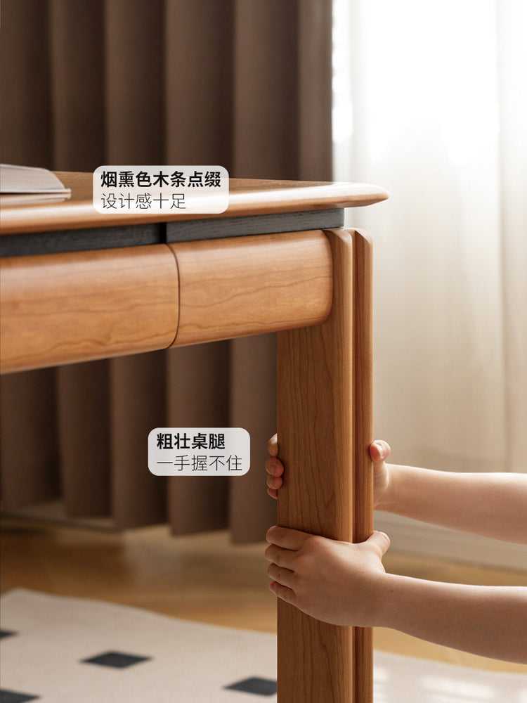 实木书桌书房大板桌办公桌樱桃木带抽大工作台桌子