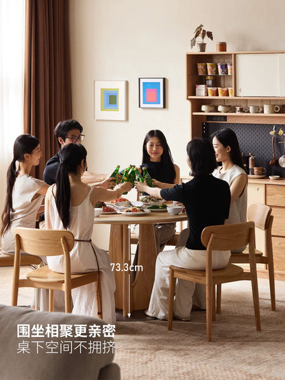 实木餐桌小户型岩板圆桌餐厅橡木吃饭桌子家用简约洽谈桌