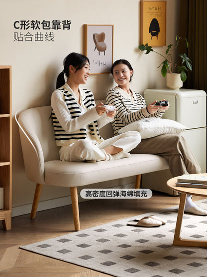 卡座小户型布艺双人小沙发阳台休闲长餐椅沙发椅