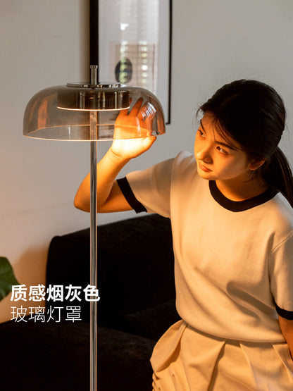 实木台灯卧室烟灰色床头灯客厅氛围感理性现代风落地灯