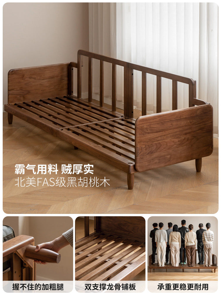 实木客厅意式轻奢黑胡桃木真皮沙发黑森林沙发