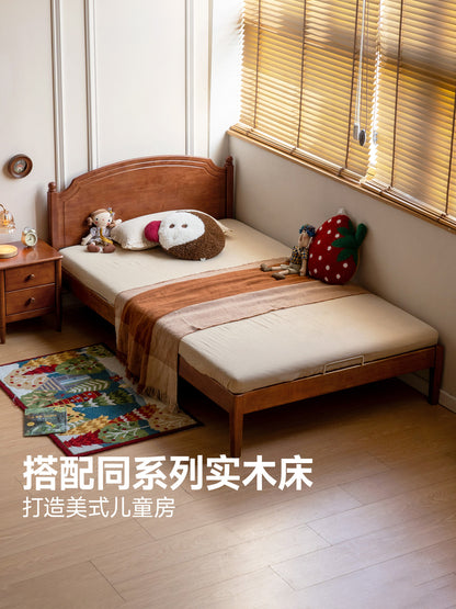 实木儿童床头柜美式复古风卧室储物柜小户型床边收纳柜