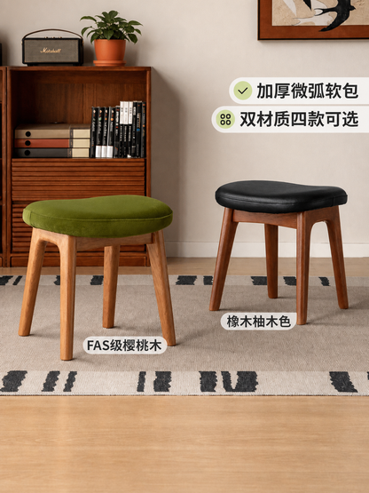 实木化妆凳简约橡木小凳子女生卧室软包凳樱桃木木梳妆凳