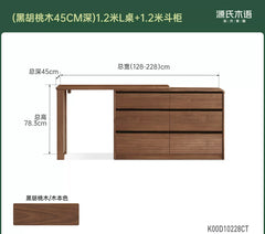 实木化妆桌轻奢黑胡桃木伸缩斗柜化妆台卧室转角梳妆台