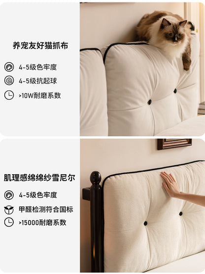 实木床法式复古软靠床卧室黑色温莎床冬夏两用双人床