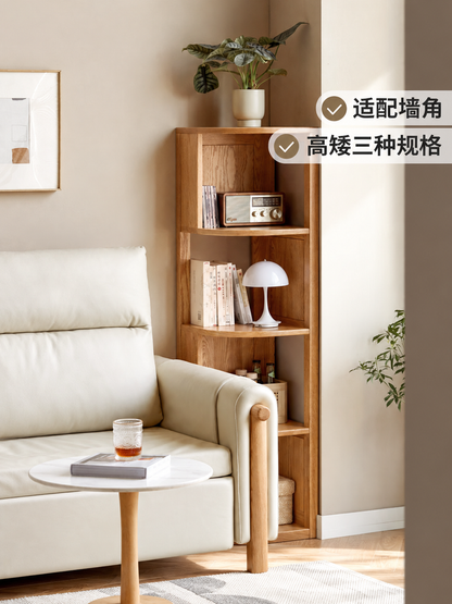 实木转角书架墙角置物架书柜多层收纳架落地三角柜