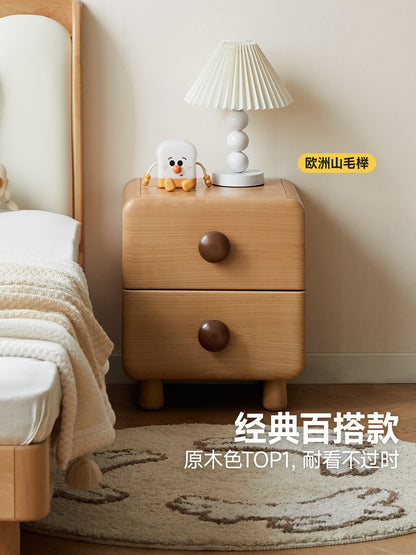 实木儿童双抽床头柜合集卧室原木风储物柜床边收纳柜