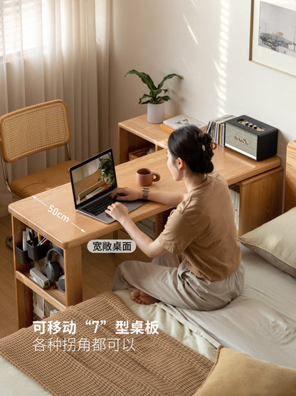 实木转角书桌书房带下柜学习桌橡木简约办公桌电脑桌