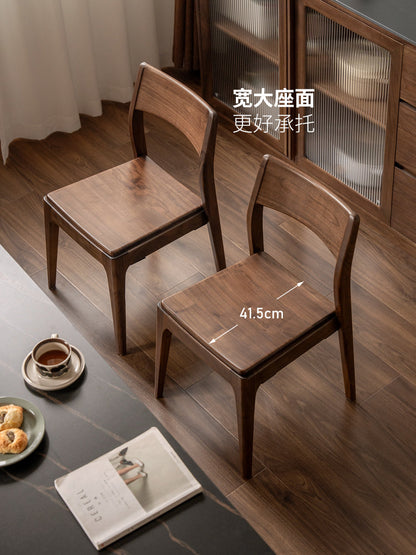 实木餐椅餐厅简约吃饭椅黑胡桃木靠背椅小户型堆叠椅