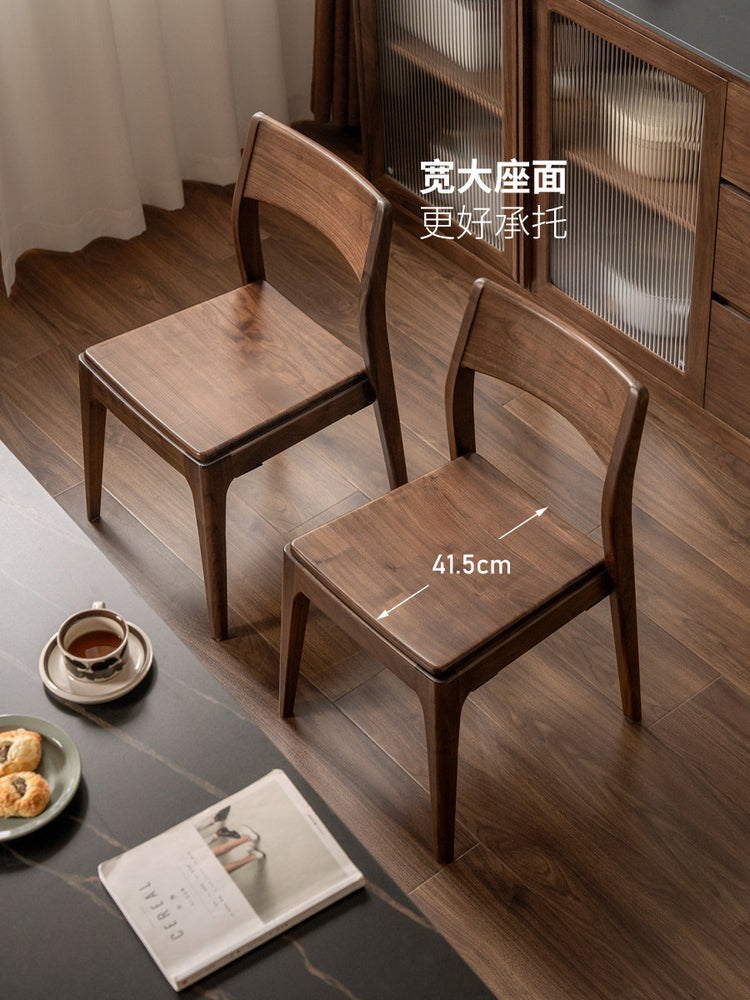 实木餐椅餐厅简约吃饭椅黑胡桃木靠背椅小户型堆叠椅