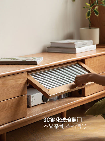 实木电视柜樱桃木储物柜简约小户型客厅日式地台茶几组合