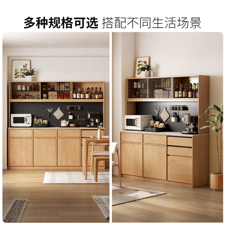 实木餐边柜餐厅中古风置物柜白橡木多功能储物柜橱柜